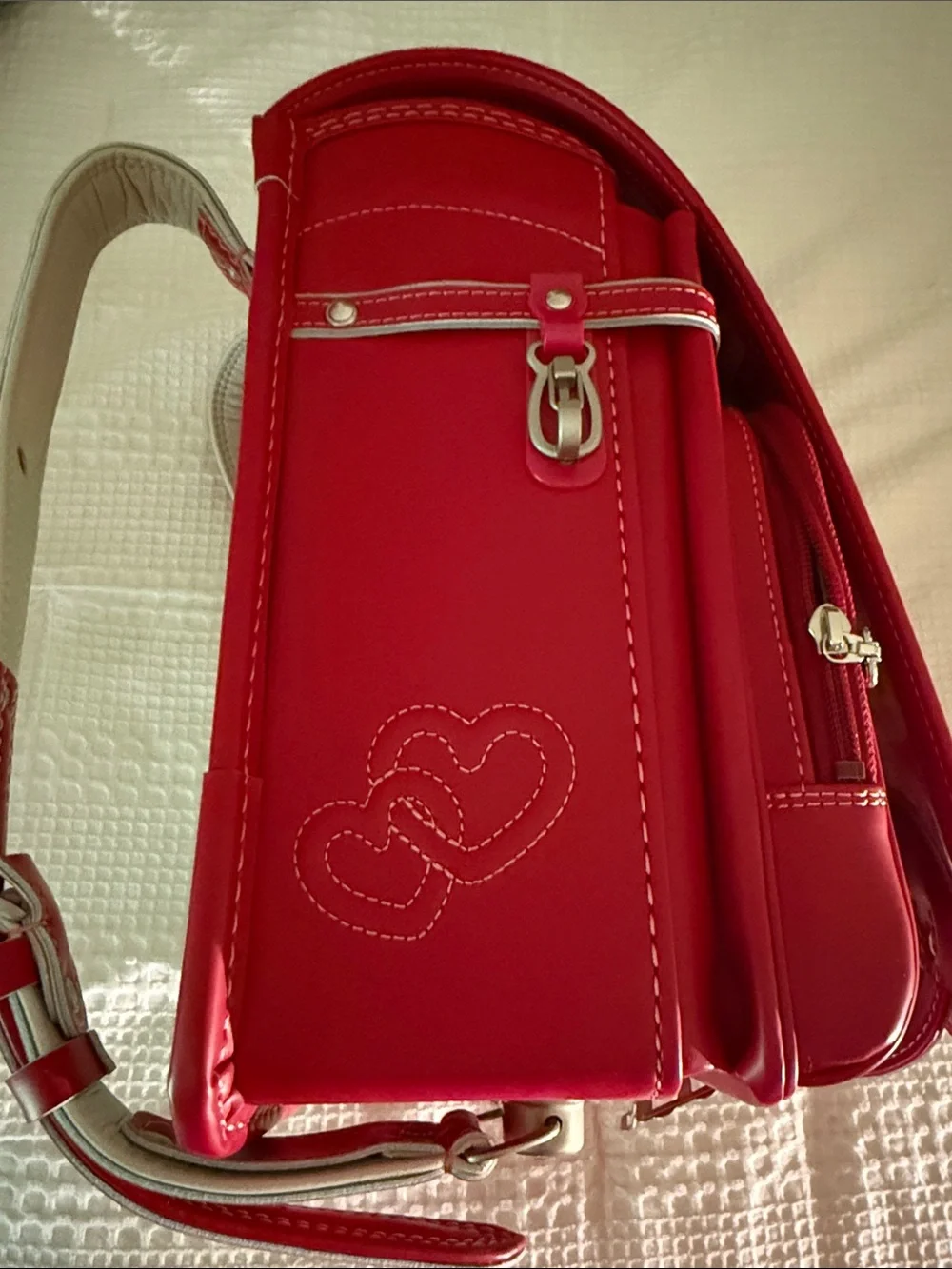 Authentic Seiban Lovepea Randoseru Backpack – Red Dual Heart Edition